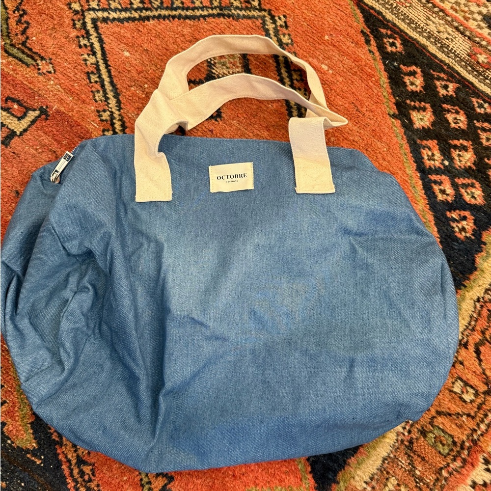NWOT Sezane Octobre blue Denim Duffle bag